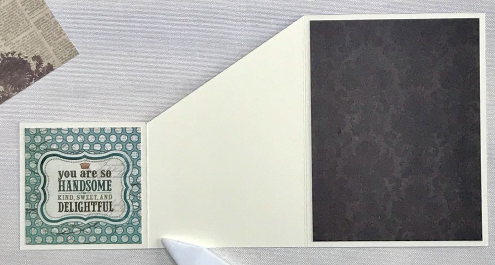 Photo showing adhering the front and back panels of the Try This Zig Zag Fun Fold Card.