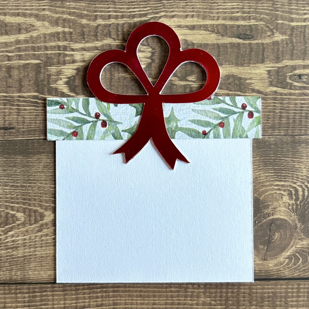 Another finished gift tag featuring Recollections card stock, pattern paper from the Winter Berry paper pad and Fire Stone Red Mirror cardstock from Tonic Studios for today's Layered Gift Tags with Cricut post.