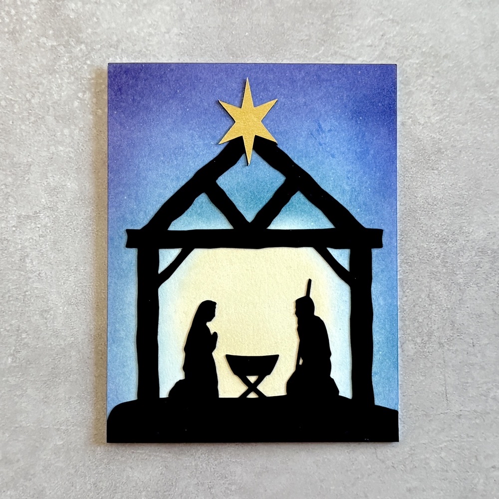 Photo of my finished Silent Night card created for the November 2025 SVG Card Crafters Success Summit.
