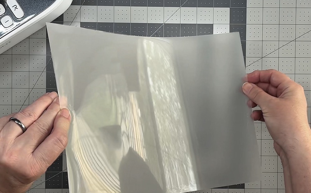 Photo showing the shiny back side of the HTVRont Sublimation Film. 
