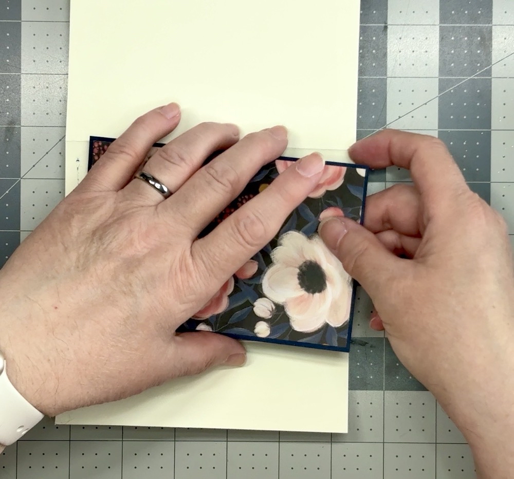 Screen shot showing how I am still trying to ensure the correct application of the 3” panel the back of the card for today’s project.
