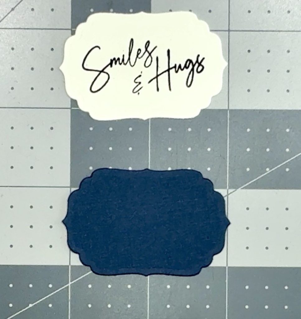 Screen shot showing the cut sentiment and mat card that will be used on today’s project.