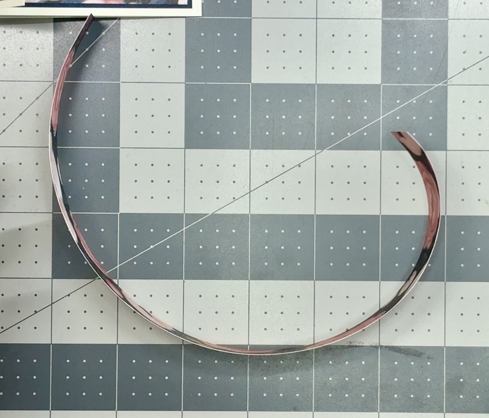 Screen shot showing how the 1’ x 12” strip of pattern paper looks after loosening the fibers with my Teflon bone folder.