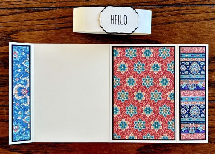 Photo showing the second completed Easy Overlapping Tri-Panel Fun Fold Card.