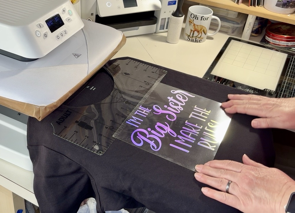 Photo showing how the design fits onto the shirt with the help of the t-shirt ruler.