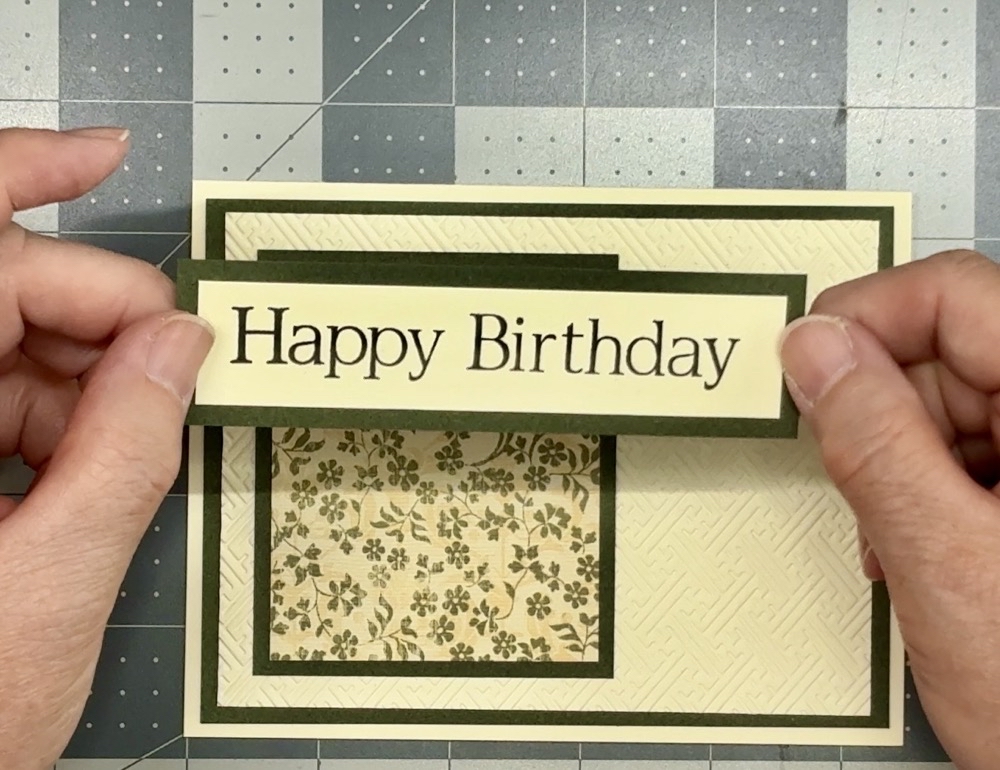Screen shot showing the sentiment used on card #4 featuring another stamp from the Stampabilities Card Phrases stamp set stamped with Gina K Designs Amalgam ink.