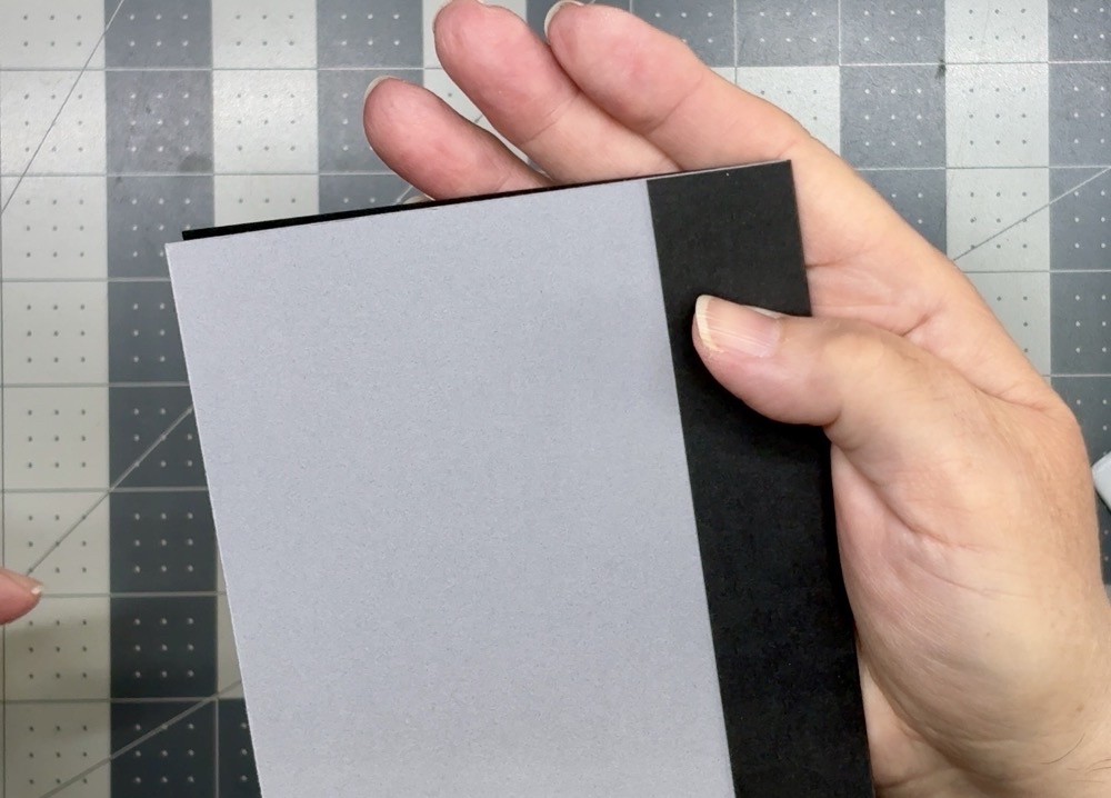 Screen shot showing the tiny amount of gray card that will need to be trimmed to clean up the edge of today’s graduation card.
