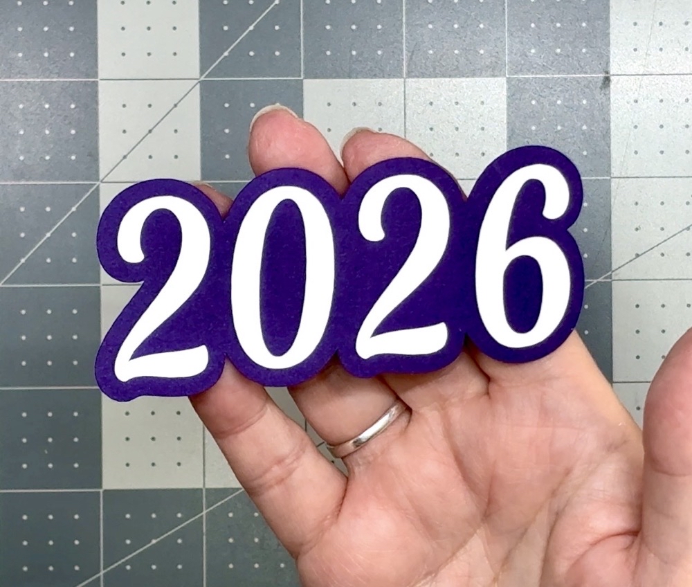 Screen shot showing the graduation year after being glued together and ready to apply to the card base.