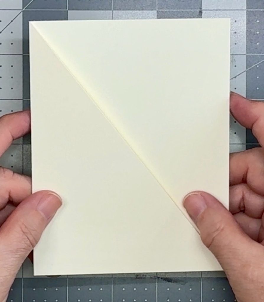 Screen shot showing the finished card base after the diagonal cut.