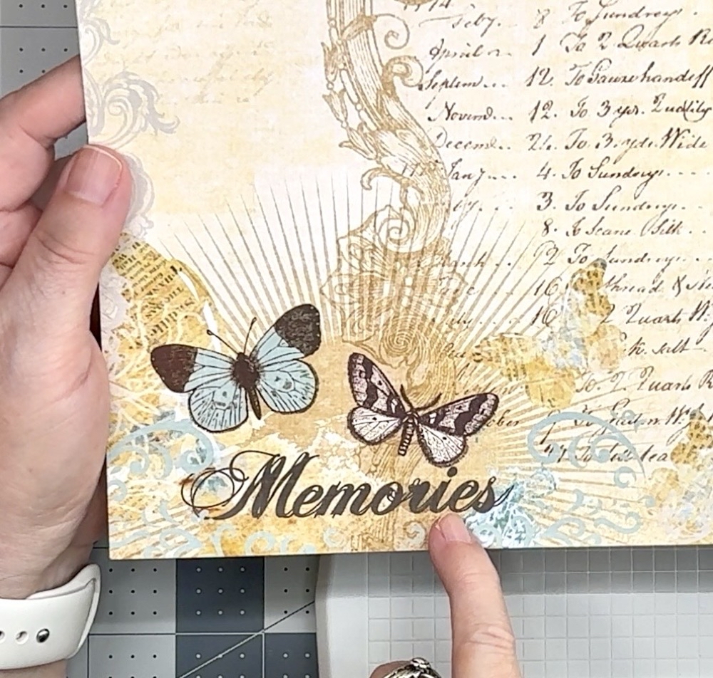 Screen shot showing the portion of the pattern paper for the card front that will be removed from.