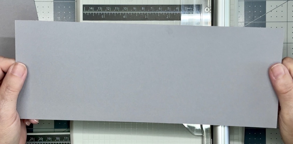 Screen shot showing the gray Recollections 110lb cardstock measuring 11” x 3” for today’s post.