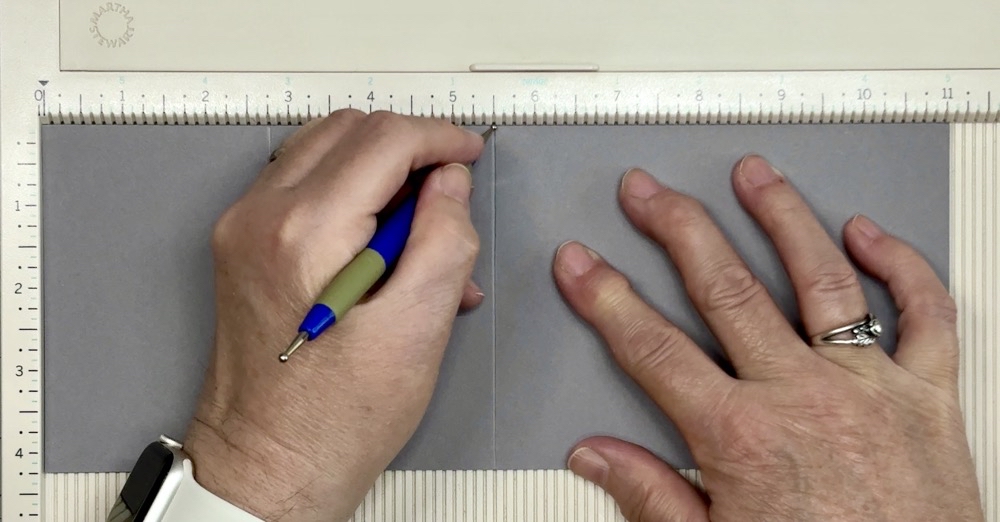 Screen shot showing scoring the card base at 5.5”