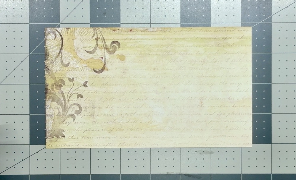 Screen shot showing a scrap of pattern paper from the Habitat Recollections paper pad that will be the featured pattern paper for the second card of today’s post.