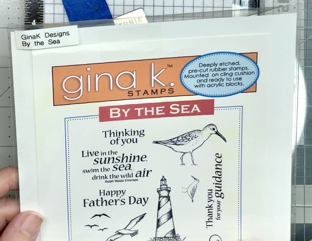 Screen shot showing the older Gina K Designs stamp set By the Sea used for the sentiment for the second card. 