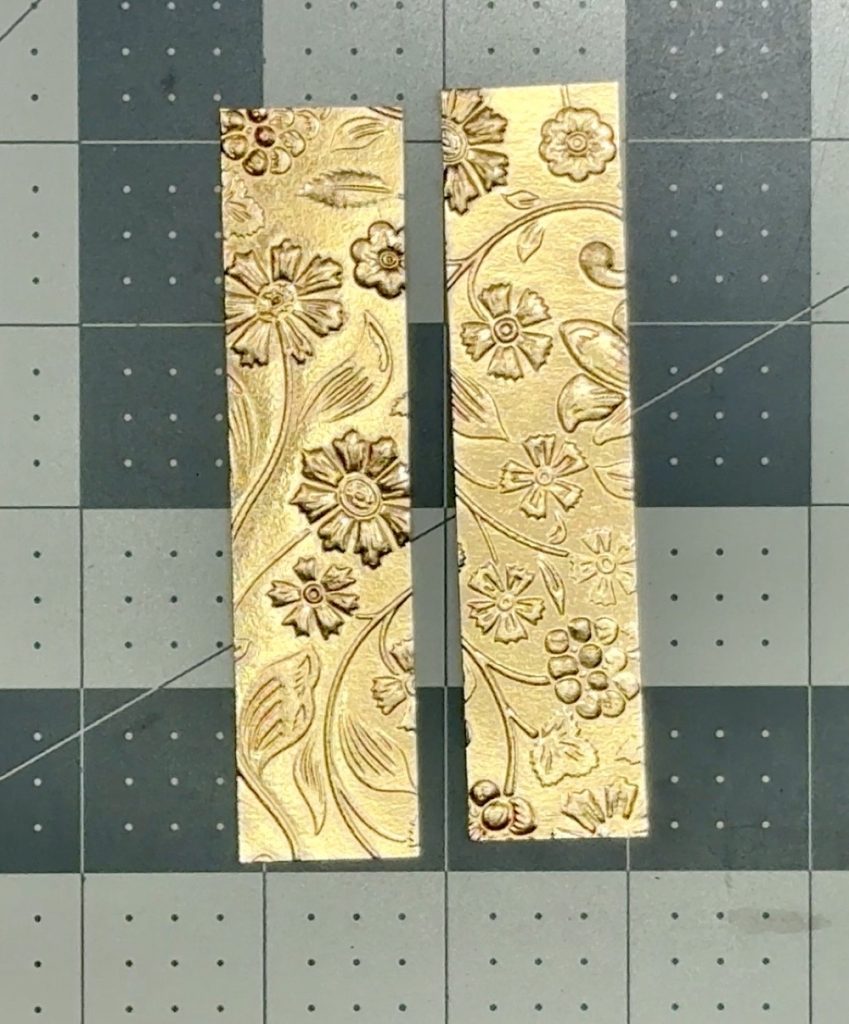 Screen shot of a second piece of foil cardstock embossed with the same Crafter’s Companion 3D embossing folder for the third card in today’s project.