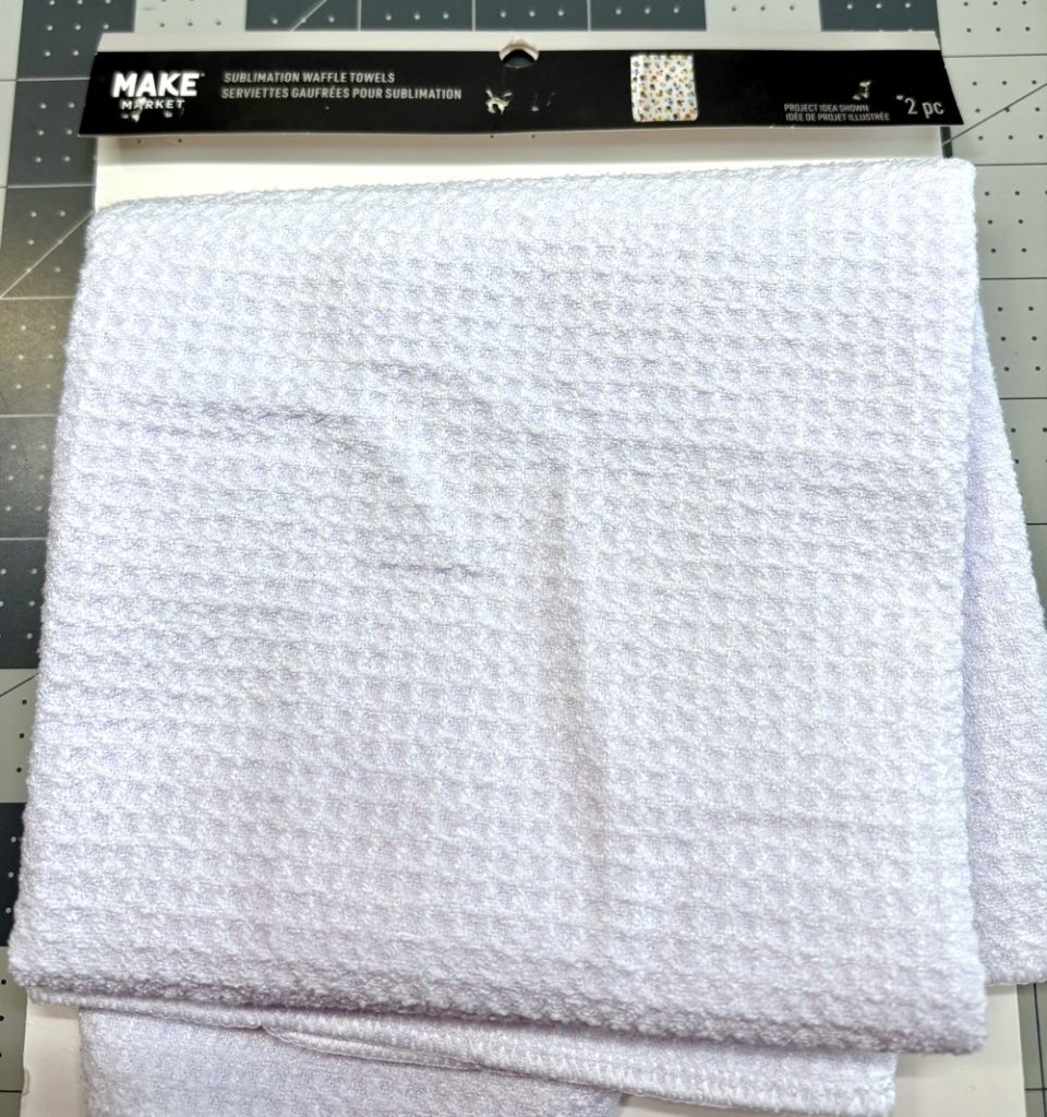 Photo of the Make Market waffle weave sublimation kitchen towel from Michael’s