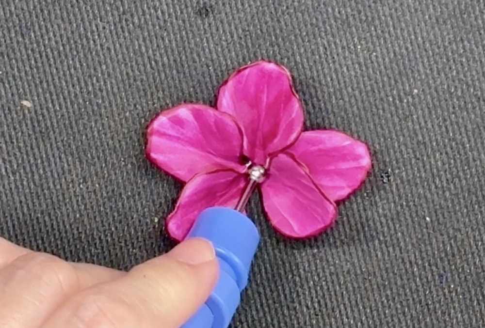 Screen shot showing the two base petals glued together to make the Helleborus flower.