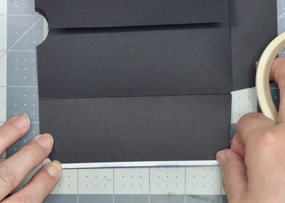 Screen shot showing the addition of 1/8” scor-tape to the inside of one of the side flaps of the Packaged gift card holder.
