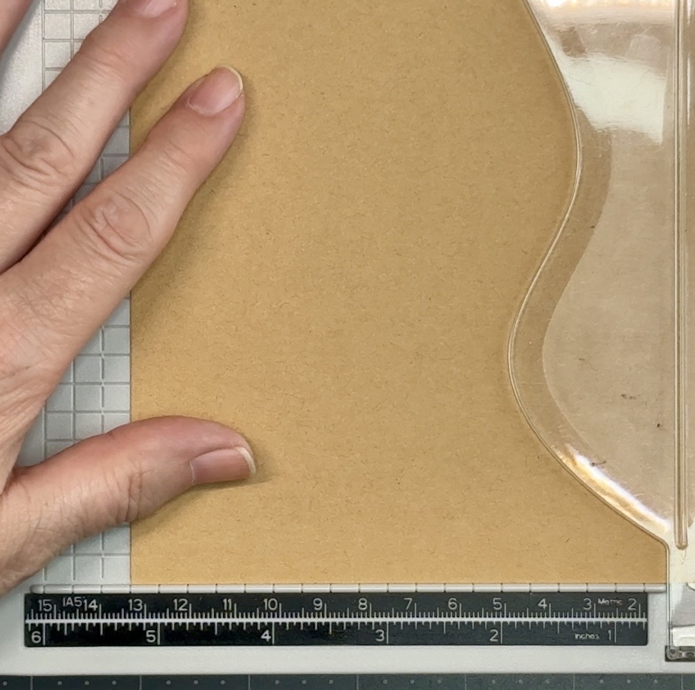 Screen shot showing the Recollections Kraft card being cut to 5 ¼” tall for today’s project.