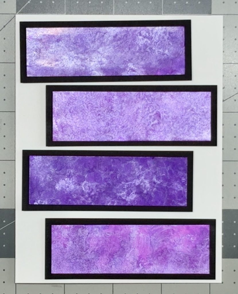 Screen shot showing the second design option for today’s card project, adding the strips in a staggered fashion.