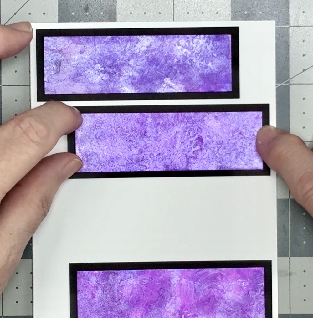 Screen shot showing the placement of the third strip under the top strip and to the right of center.