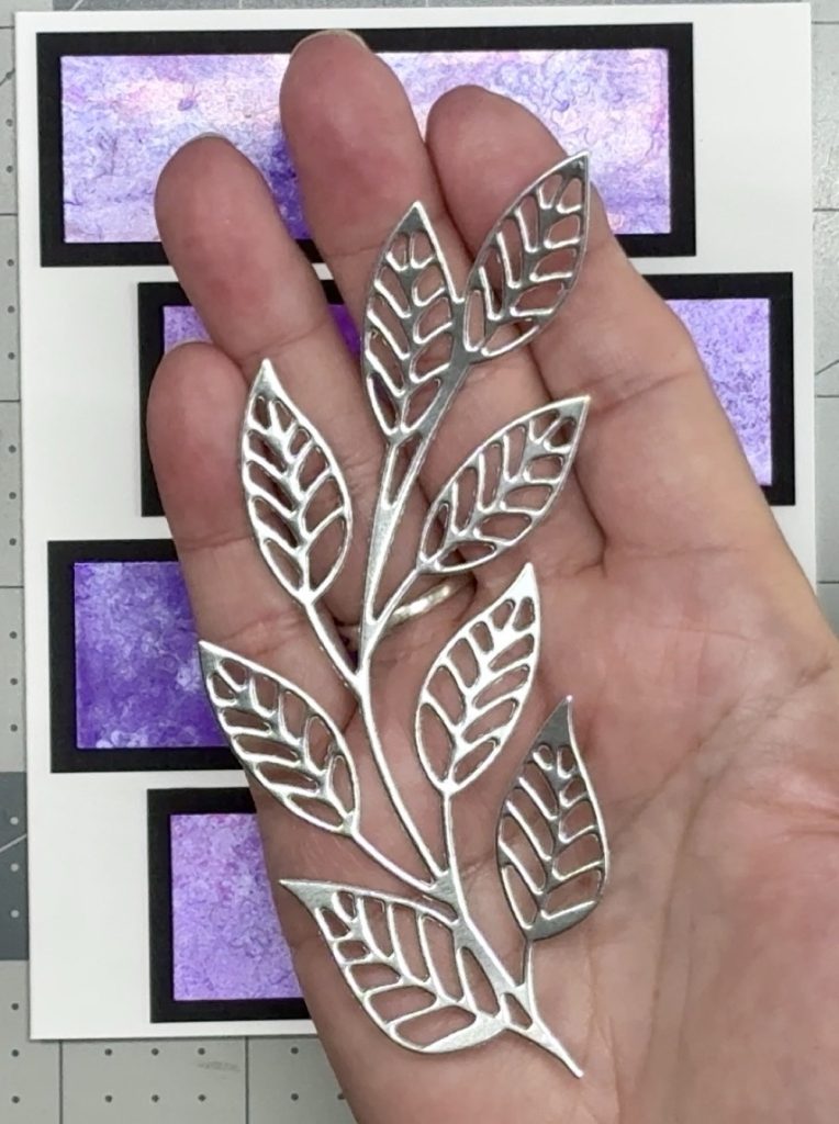Screen shot showing the large branch from the Open Greenery #2 die set cut from a piece of silver metallic card.