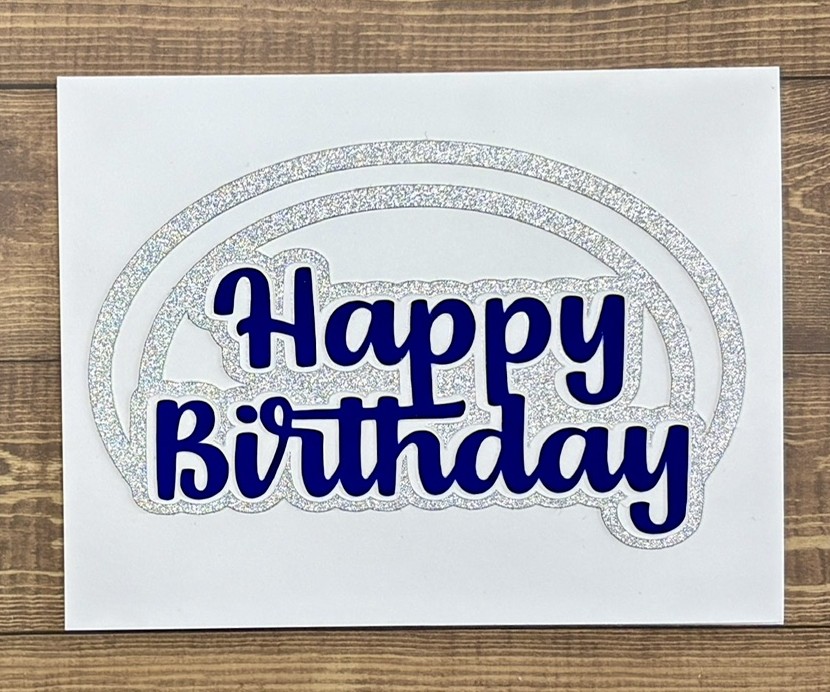 Photo of the finished matching Birthday card for today's Easy Birthday Cake Topper with Cricut post.