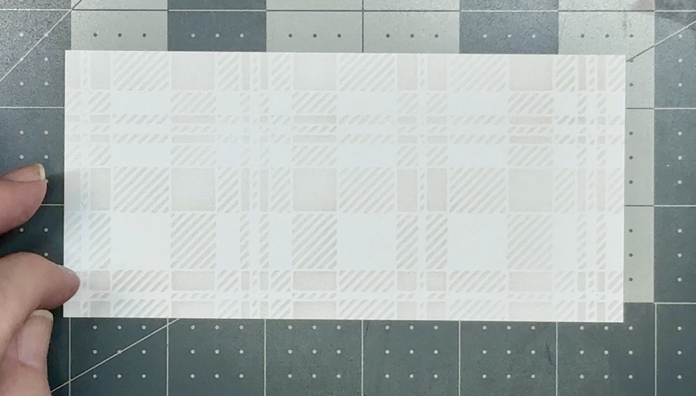 Screen shot showing the finished card mat cut to size at 5 ¾” x 2 ¾”