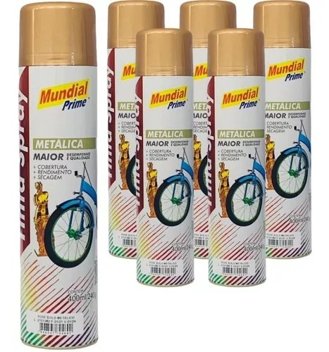 Pintura Aerosol Metálico Colores Dorado / Oro Mundial Prime - Secado Rápido - Gran Cobertura - Uso General x 400ml (copia) - Imagen 2
