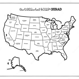 Colorful usa map coloring page