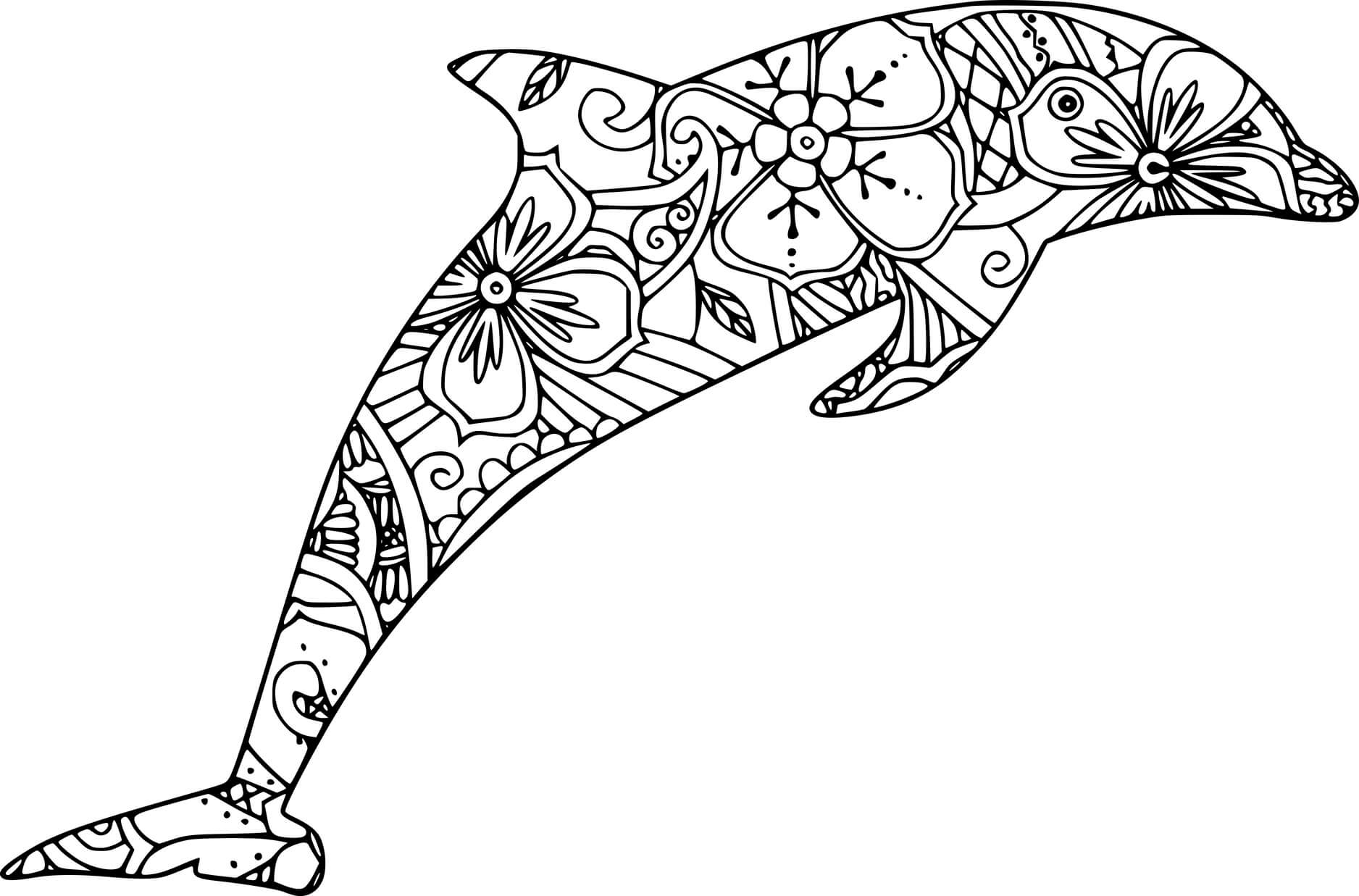 Terbaru Zentangle Dolphin Coloring Pages Coloring Cool SVG PNG EPS DXF File