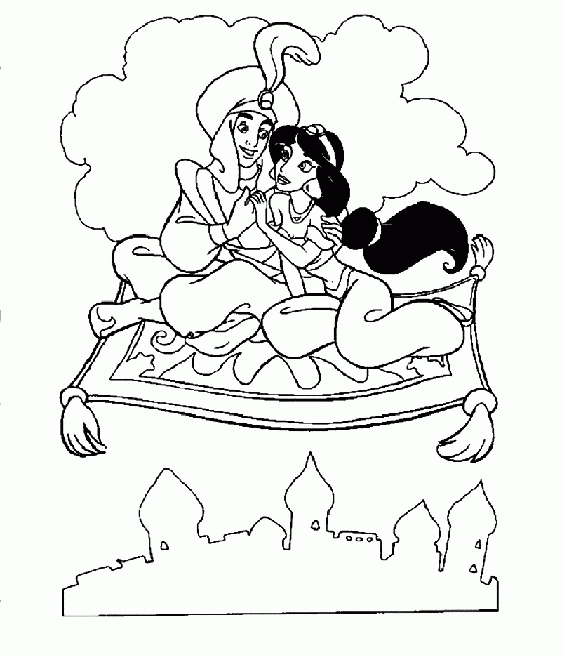 Aladdin and jasmine coloring pages
