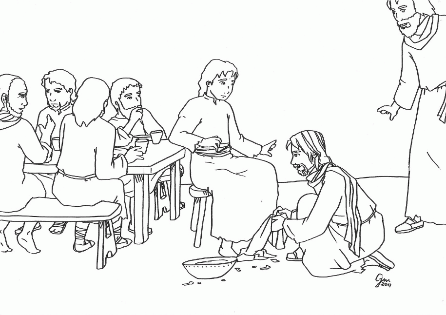 Jesus washes feet coloring page