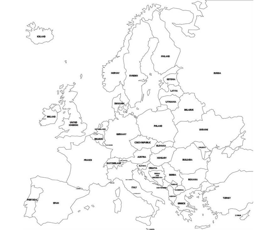 Printable Map Of Europe Coloring Page Printable Free Templates Europe Map HD Coloring 