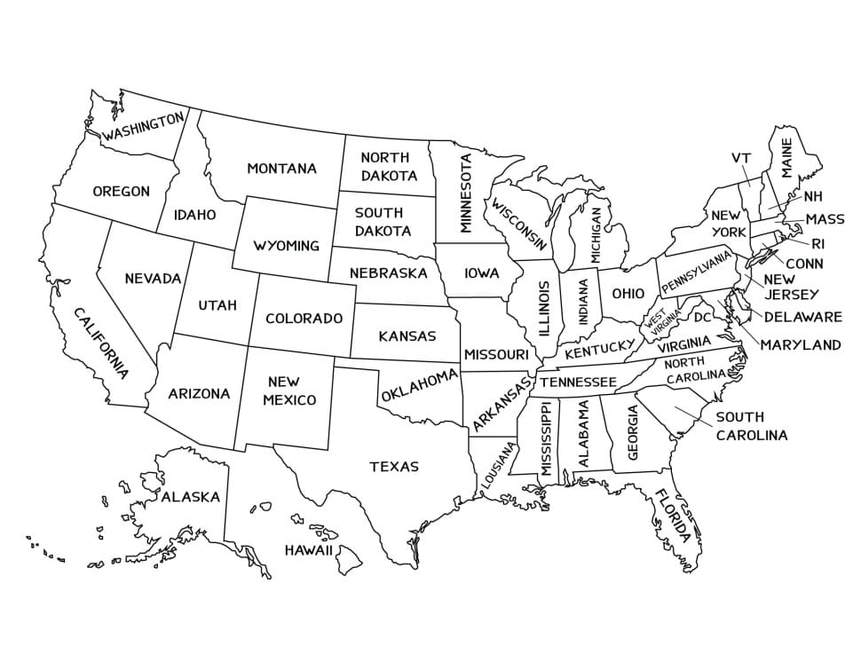 Printable Us Map Coloring Page Us Map Coloring 