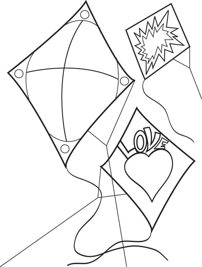 Kites coloring page