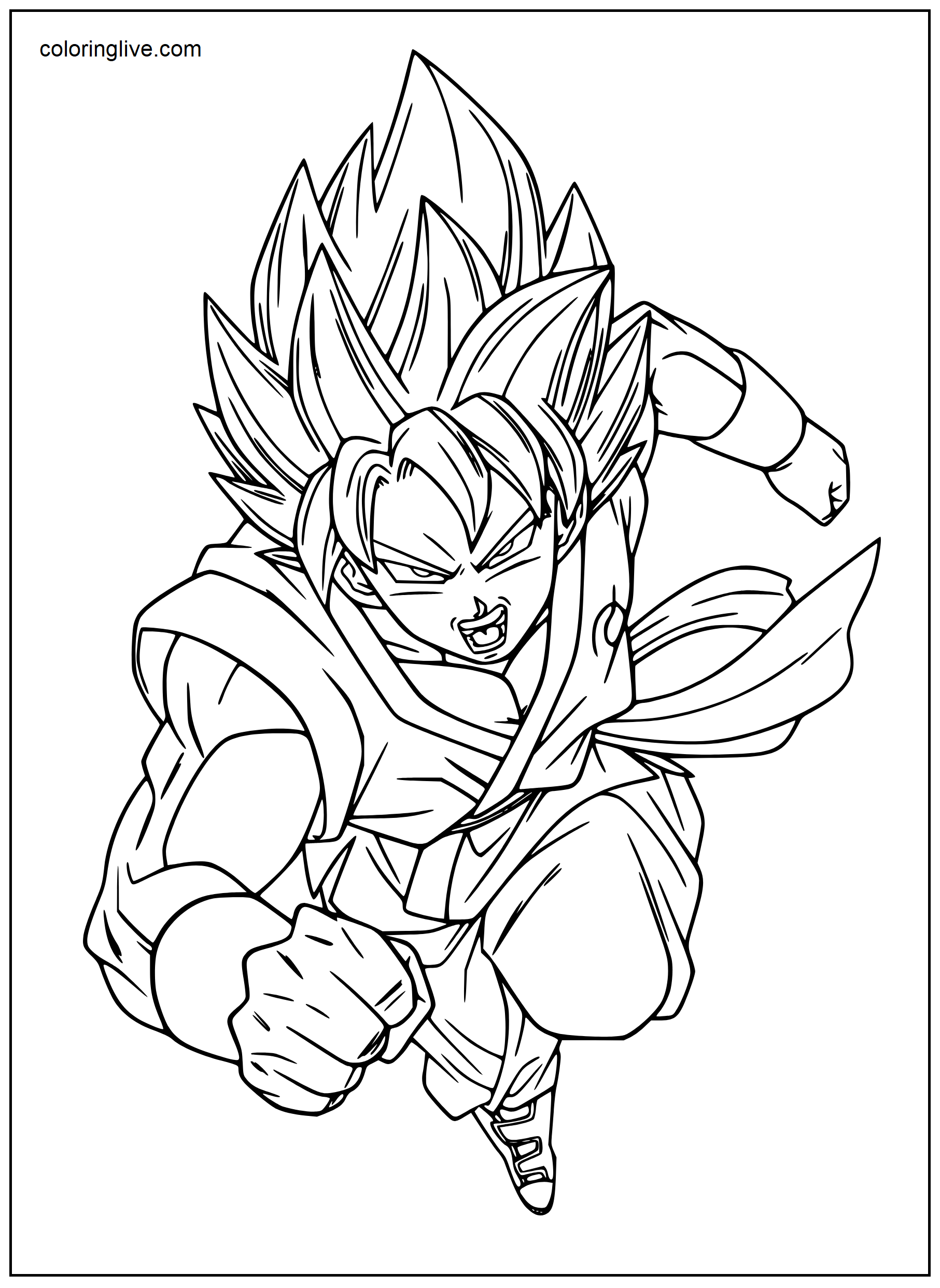 Goku coloring pages (18 printable sheets, simple to draw, easy for kids