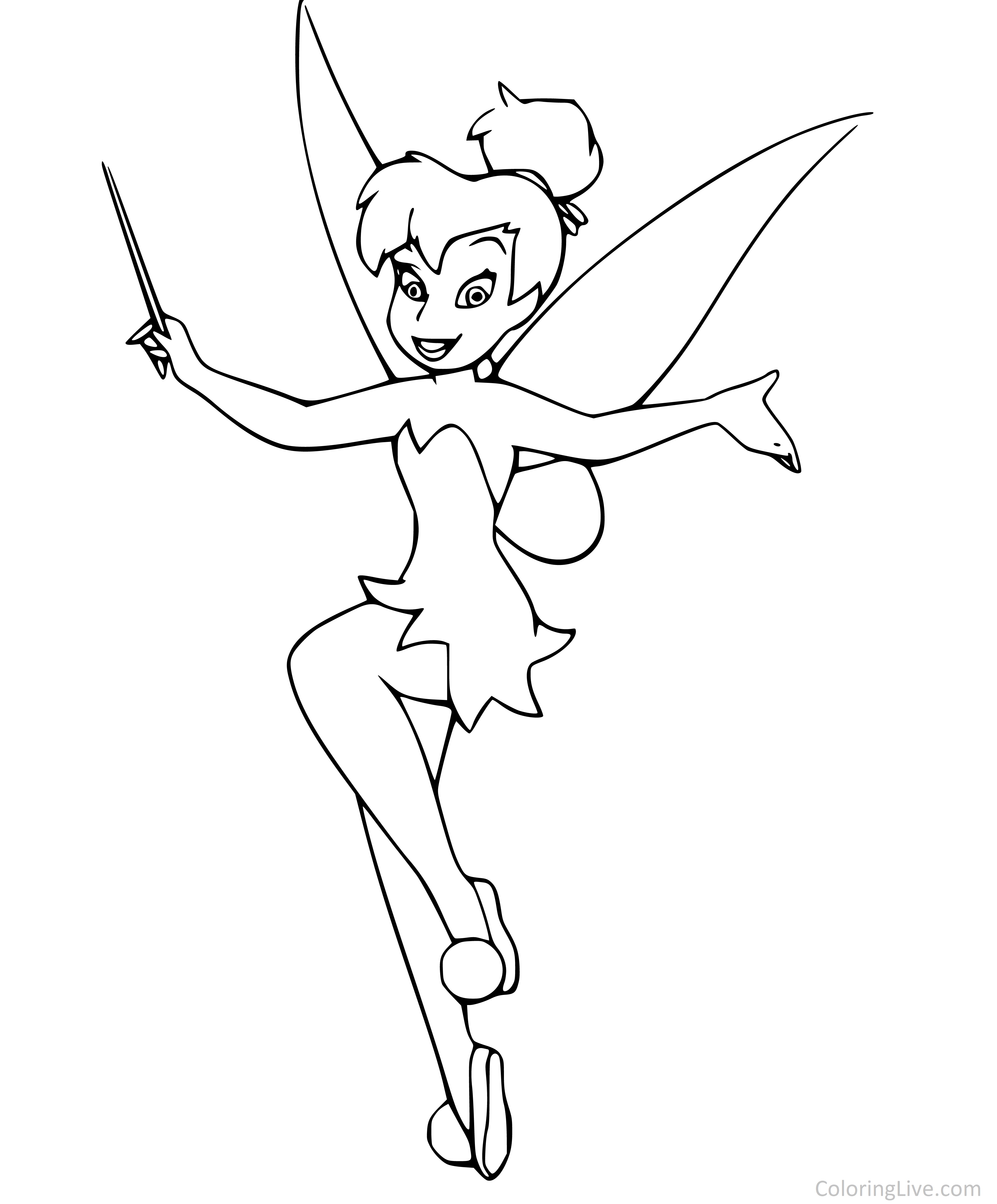 Tinker bell coloring pages (6 printable sheets, simple to draw, easy