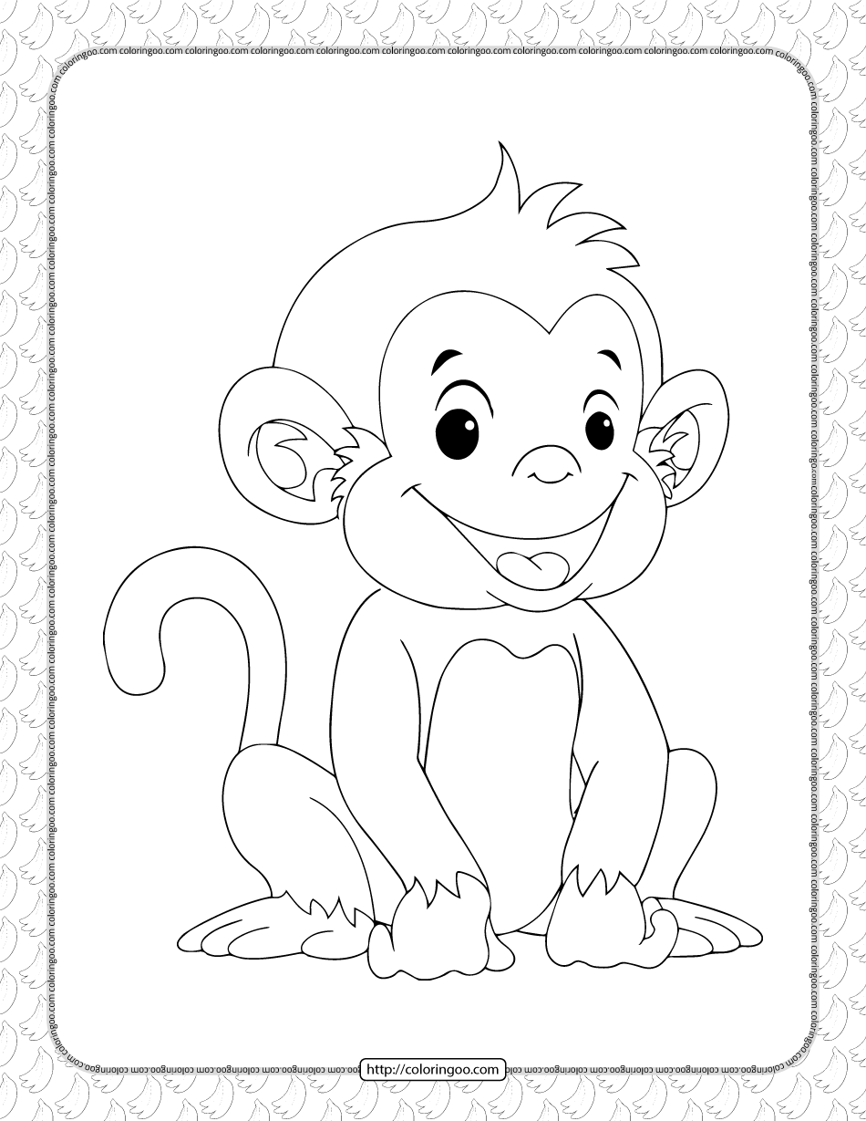 Cute monkey coloring pages