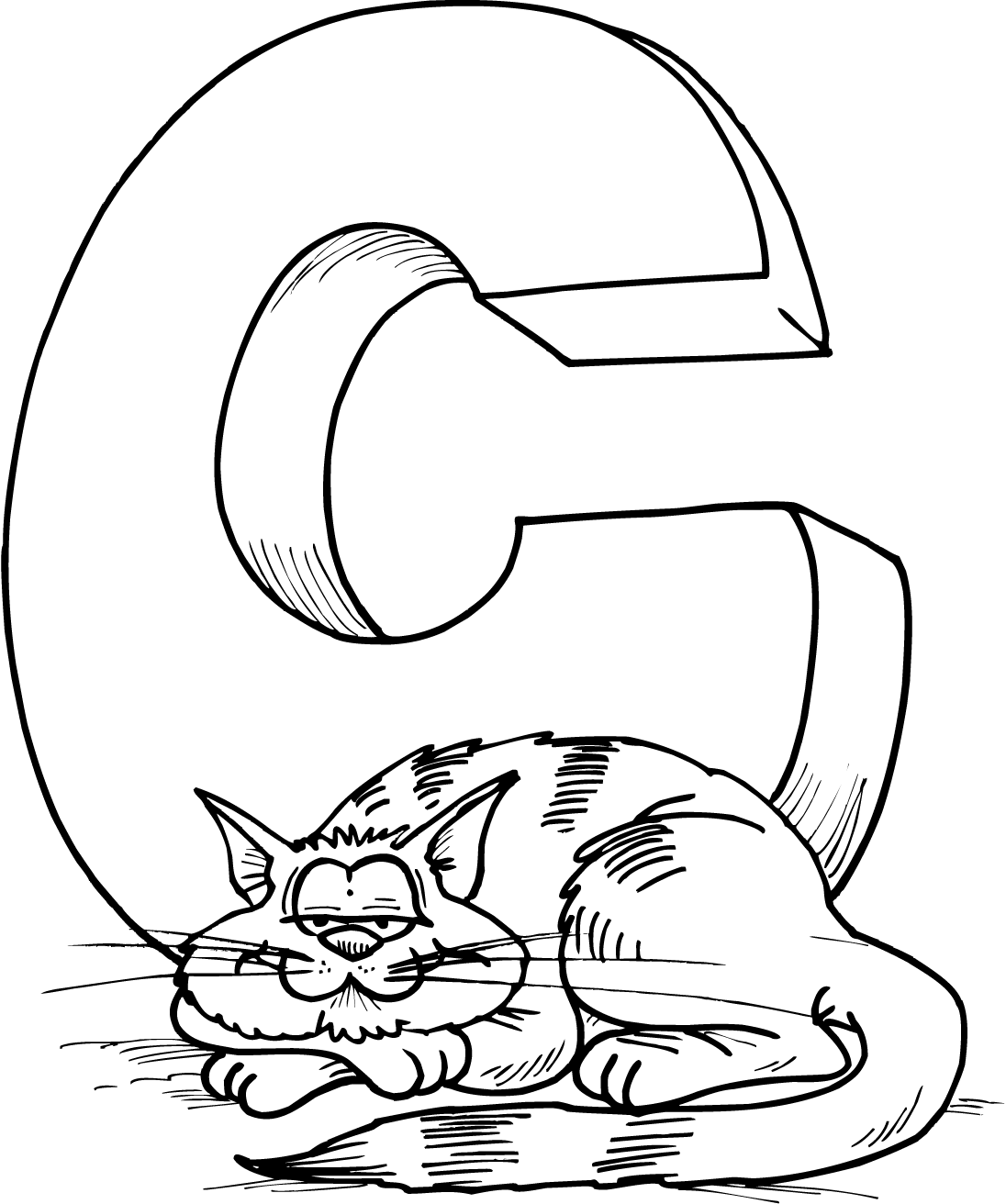 letter c for cat colouring page
