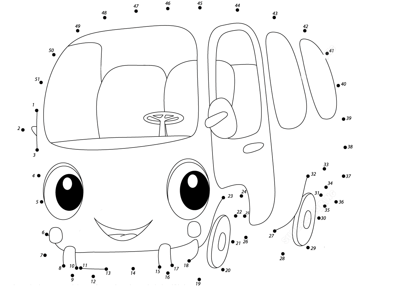Primary, secondary, and tertiary colors. Connect The Dots Cartoon Bus From 1 To 51 For Toddlers Coloring Pages Connect The Dots Coloring Pages Coloring Pages For Kids And Adults
