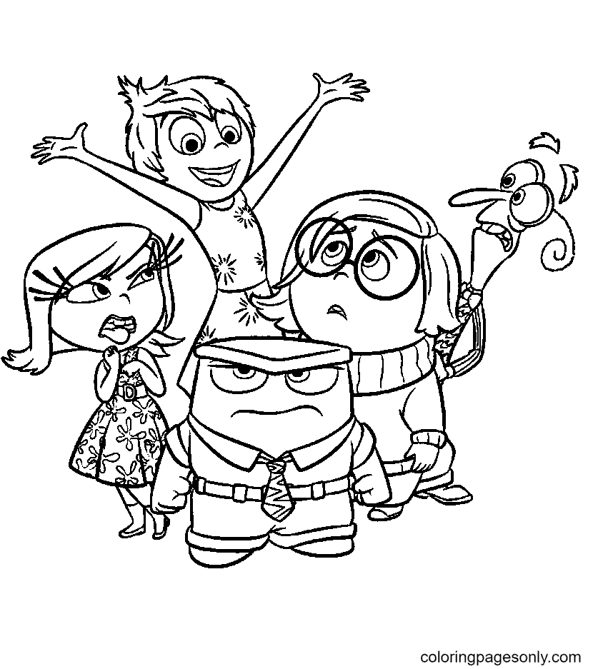 Free emotions coloring sheet #2 printable coloring worksheets for kindergarten students. Five Emotions From Inside Out Coloring Pages Inside Out Coloring Pages Coloring Pages For Kids And Adults
