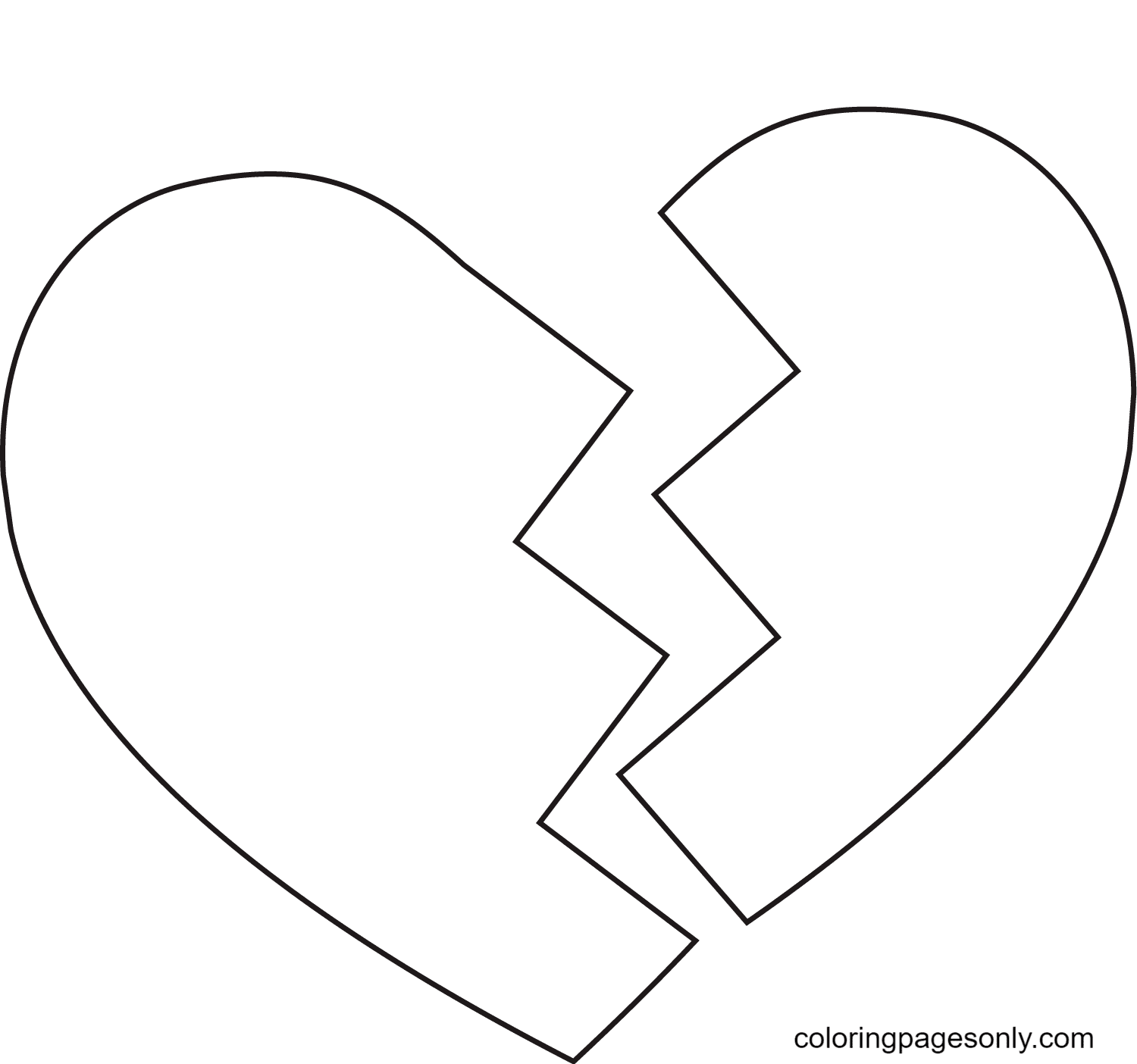 Broken heart coloring page