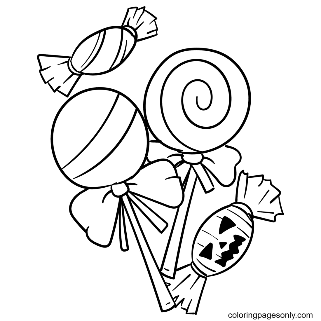 Printable halloween candy coloring page