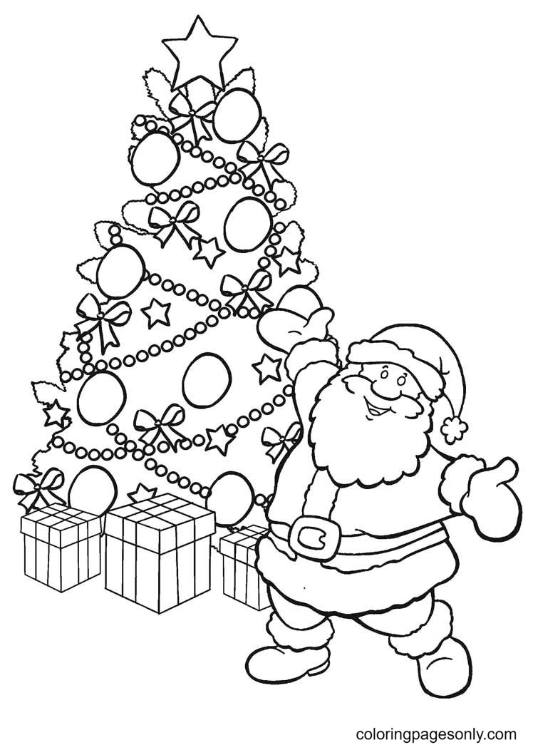 Download and print these free xmas coloring pages for free. Christmas Tree With Santa Coloring Pages Christmas Tree Coloring Pages Coloring Pages For Kids And Adults