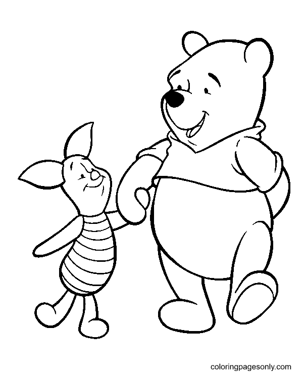 Piglet and pooh coloring page