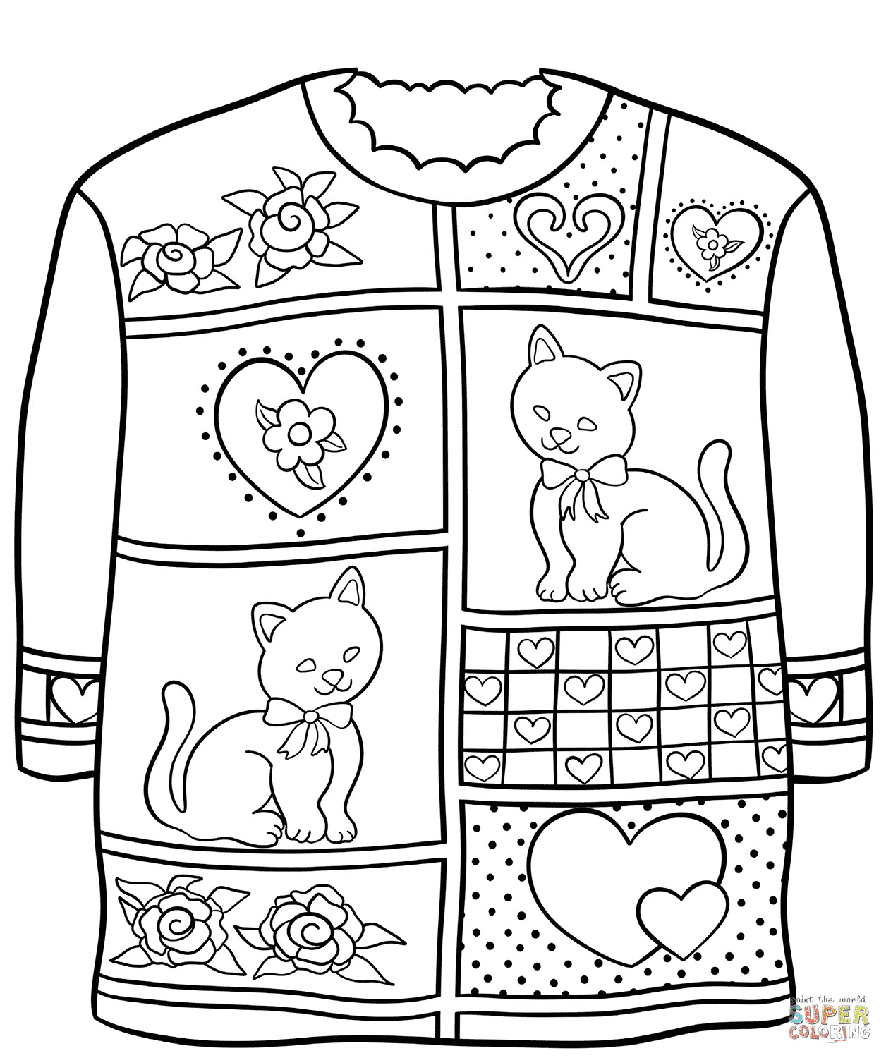 Christmas sweater with snowman coloring pages