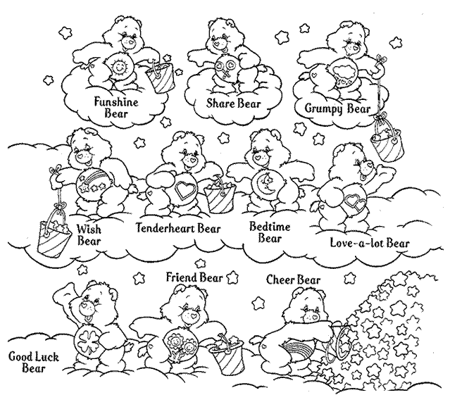 These bears are nice and soft ! All Care Bears Coloring Pages Care Bears Coloring Pages Coloring Pages For Kids And Adults