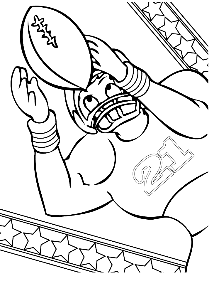 Football player printable coloring page