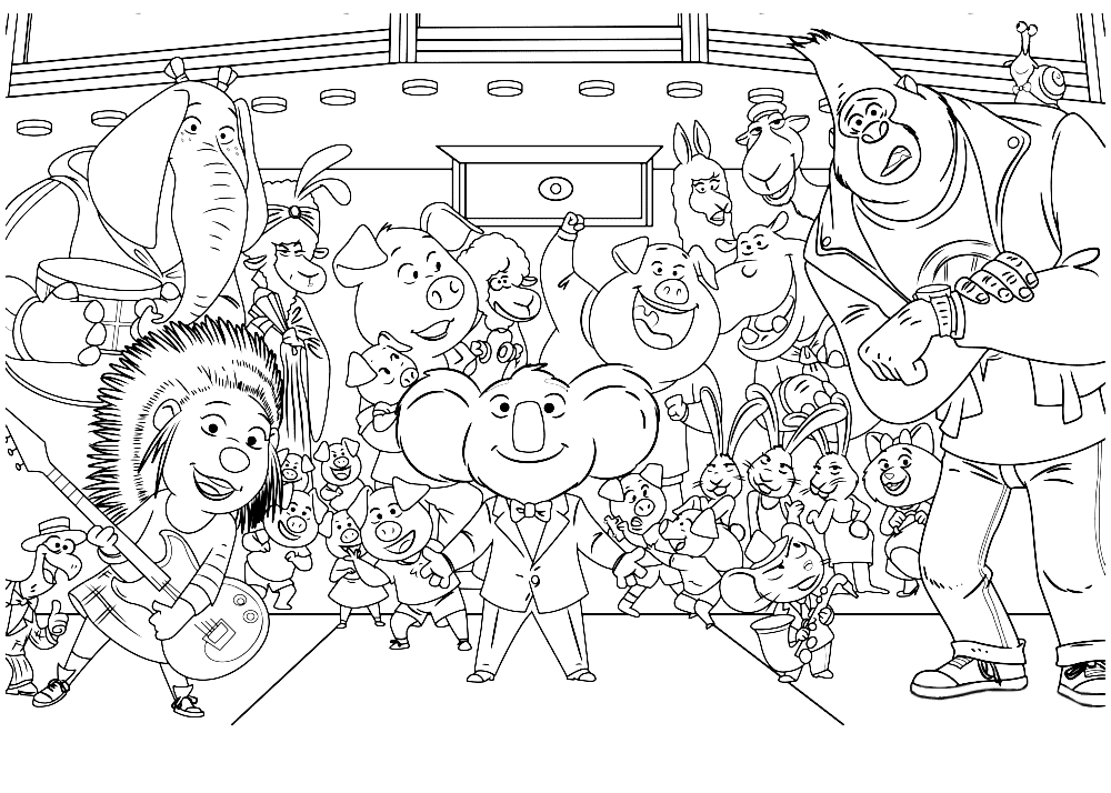 Select from 41957 printable crafts of cartoons, nature, animals, bible and many more. Sing Movie Characters Coloring Pages Sing Coloring Pages Coloring Pages For Kids And Adults